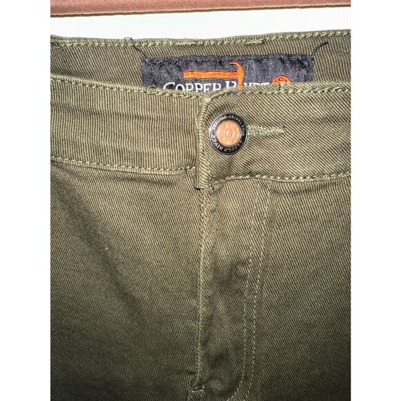 Copper Rivet Mens Jeans Olive Green Distressed Skinny 38x32 (measured 34x30) - Picture 5 of 11